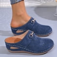 thumbnail image 3 of Rokment Orthopedic Arch Support Wedges Clogs Mules Dress Sandals for Women 2026 Summer Fashion Casual Comfortable Suede Closed Toe Orthotic Mid Heels Walking Dressy Slip on Slides Blue Size 8, 3 of 6