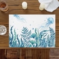 thumbnail image 4 of Blue Ocean Jellyfish Seagrass Placemats Set of 4,Wipeable Washable Table Mats for Dining Tables, Summer Leaves Watercolor Place Mats for Kitchen Event Party Tabletop Decor, 4 of 9