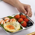 thumbnail image 4 of Stainless Steel Compartment Food Plate Two Grids Dinner Plate Food Serving Tray, 4 of 8