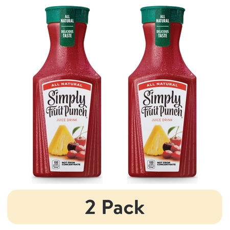 (2 pack) Simply Fruit Punch Juice Drink Bottle, 52 fl oz