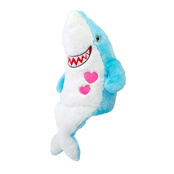 Fun Express 28" Giant Bright Blue & White Smiling Hearts Stuffed Shark Toy