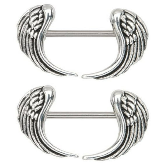 14G (1.6mm) Angel rwap Nipple Ring 316L Surgical Steel Nickel Free (2 pieces (1 Pair))
