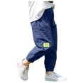 thumbnail image 4 of DXOUPM Boy Pants Loose Casual Drawstring Sweatpants Jogger Trousers with Pockets for Outdoor, 4 of 4