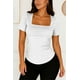 thumbnail image 1 of Blusa de licra fresca y elegante cuello cuadrado Blanco Mediana, 1 of 2