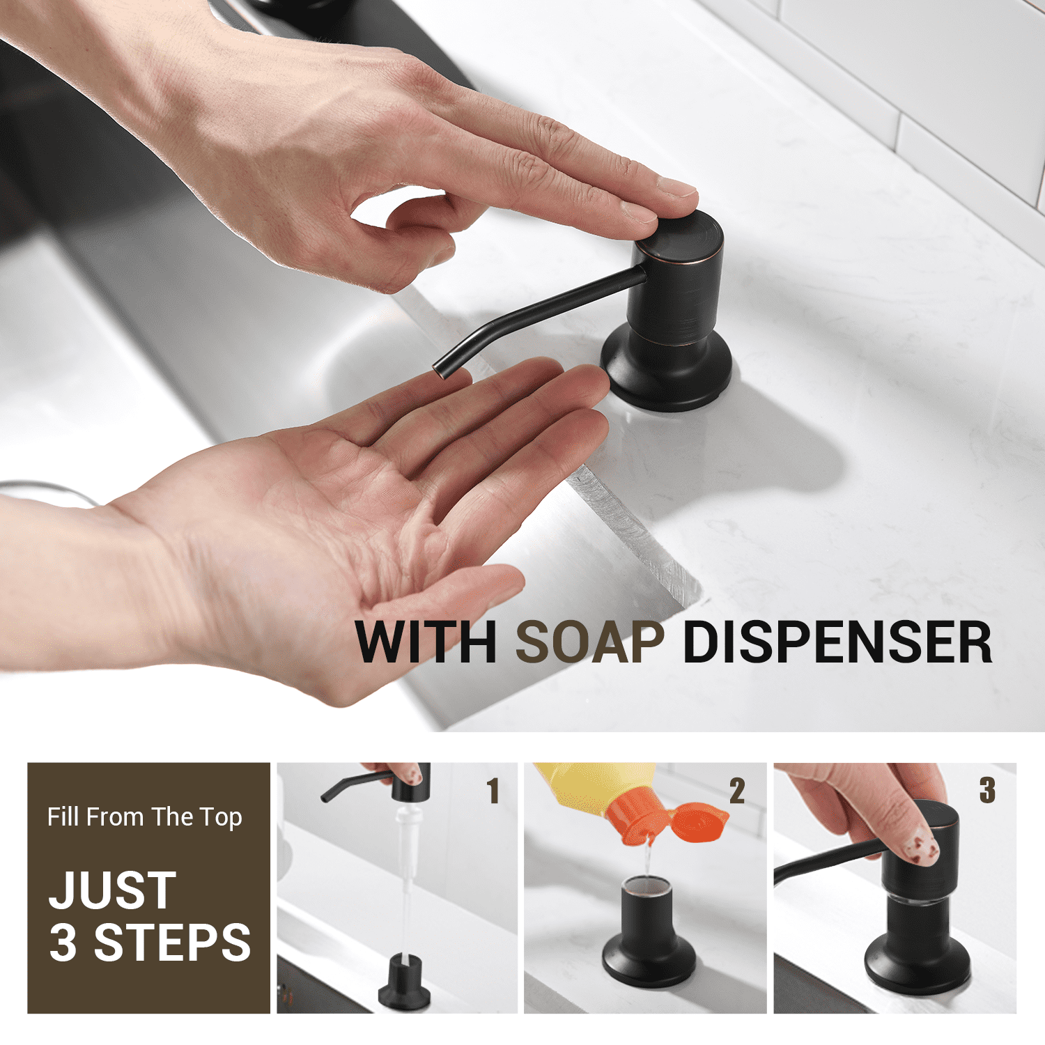 APPASO Patented Pull Down Kitchen Faucet with Sprayer Oil Rubbed Bronze-Single Handle One Hole High Arc Pull out Kitchen Sink Faucets with Soap Dispenser 149ORB