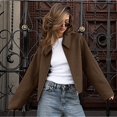 thumbnail image 5 of ScarletteEmmy Women’s Wool Blend Fall Winter Zip-Up Jacket, Fashion Lapel Long Sleeve Coat, Loose Casual Warm Outerwear, Trendy Thick Woolen Overcoat for Cold Weather, Daily Streetwear Gift for Her, 5 of 19