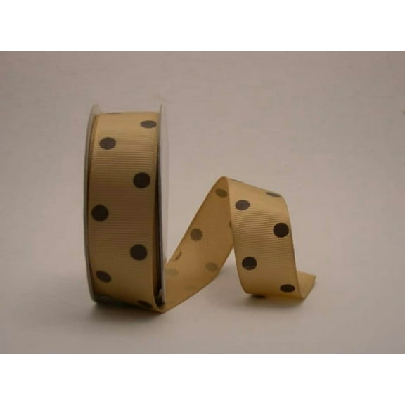 Ribbon Bazaar Grosgrain Dippy Dots 3/8 inch Tan / Brown 50 yards Ribbon