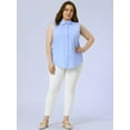thumbnail image 3 of DARING DIVA Women's Plus Sleeveless Button Down Fashion Tank Top 2X Light Blue, 3 of 6