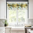 thumbnail image 3 of Grey Buffalo Plaid Heart 3-Piece Kitchen Curtain Set, Rod Pocket Kitchen Curtain Valance and Tiers Set, Washable Drape Window Treatment Set, Bee Summer Spring Flower, 3 of 6