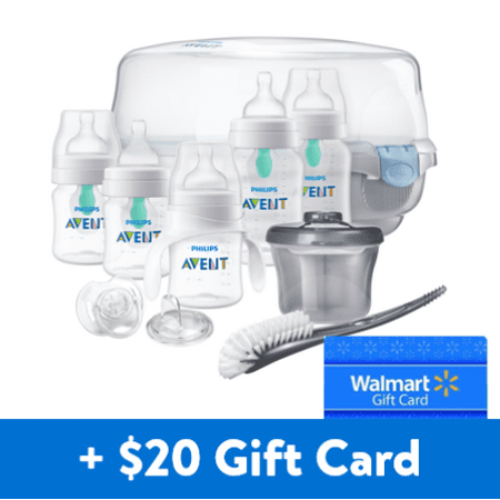 [$20 Savings] Philips avent anti-colic baby bottle with airfree vent gift set essentials with Free $20 Gift Card