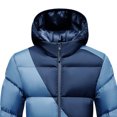 thumbnail image 5 of qucoqpe Men's 2025 Winter Fashion Warm Irregular Colorblock Patchwork Full Zip Up Jacket Coats Hooded Long Sleeve Puffer Parkas with Pockets, 5 of 5