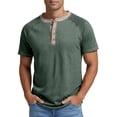 thumbnail image 2 of Henley Shirts for Men Summer Raglan Short Sleeve Color Block Casual Loose T-Shirts Lightweight Basic Tees, 2 of 5