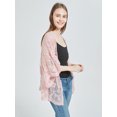 thumbnail image 3 of Womens Long Embroidered Lace Kimono Cardigan with Half Sleeves, Beige, One Size, 3 of 5