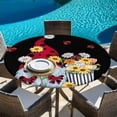 thumbnail image 6 of Black Gnomes Daisy Round Tablecloth, Fitted Table Cover with Elastic for 36"-44" Round Tables, Pastoral Country Garden Floral Table Cloth Outdoor Indoor Dinning Party Waterproof Tablecloths, 6 of 7