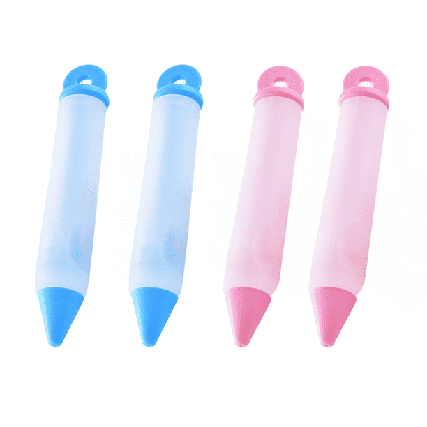 Kit de bolígrafos para decoración de pasteles, bolígrafo de silicona para escribir alimentos con 4 patrones de puntas de bolígrafo para glaseado