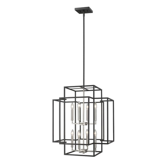 Z-Lite 8 Light Pendant 454-28BK-BN, Black/Brushed Nickel, 22