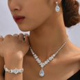 thumbnail image 3 of Bride Silver Bridal Necklace Earrings Set Crystal Bridal Wedding Jewelry Set Rhinestone Choker Necklace for Women and Brides, 3 of 4