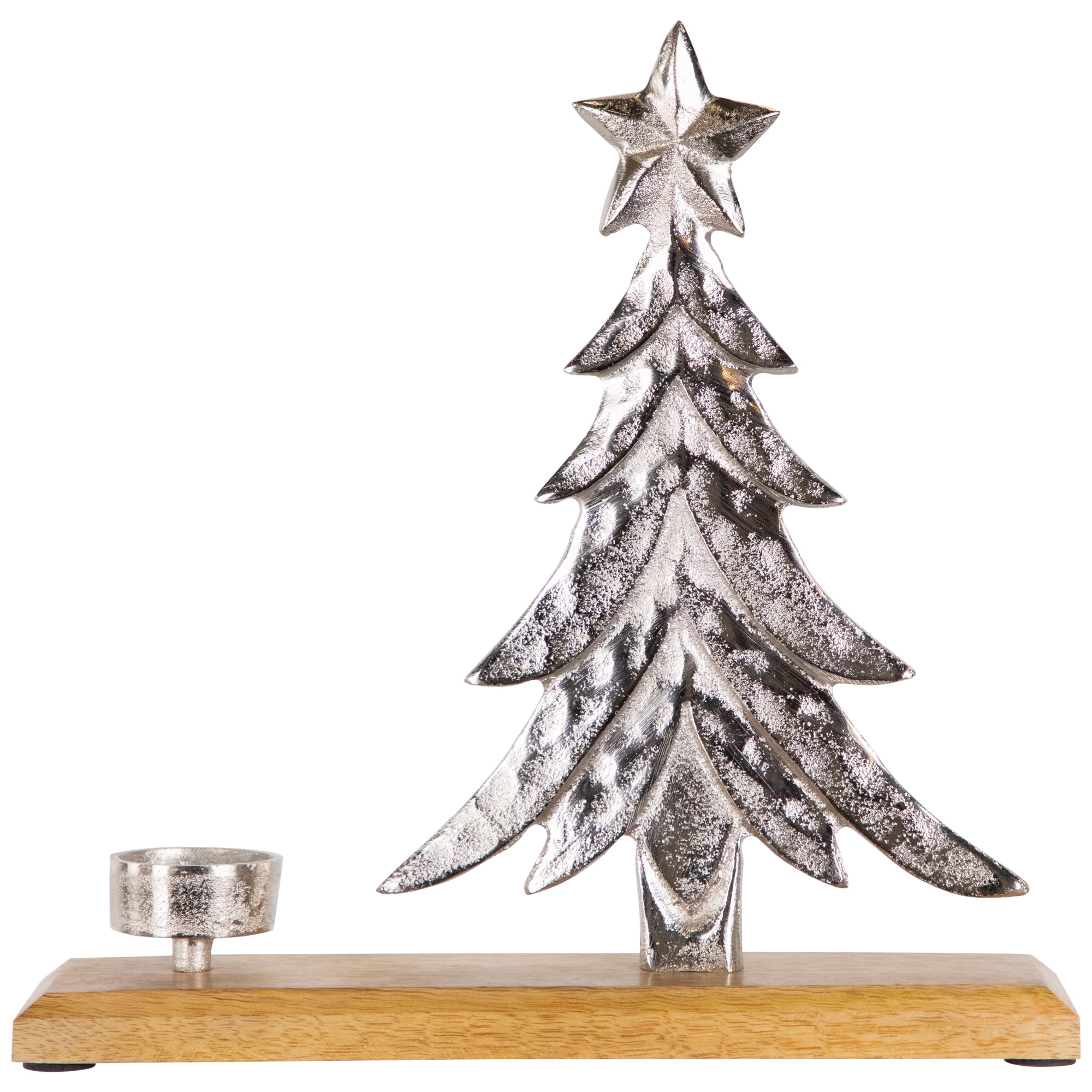 Northlight Downswept Tree with Star Topper Metal Christmas Tealight Holder - 11.5"