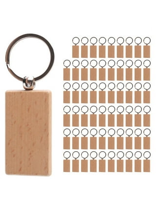 Bright Creations Wood Keychain Blanks, Round, Oval, Heart, and Rectangle for Crafts (12 Pack)
