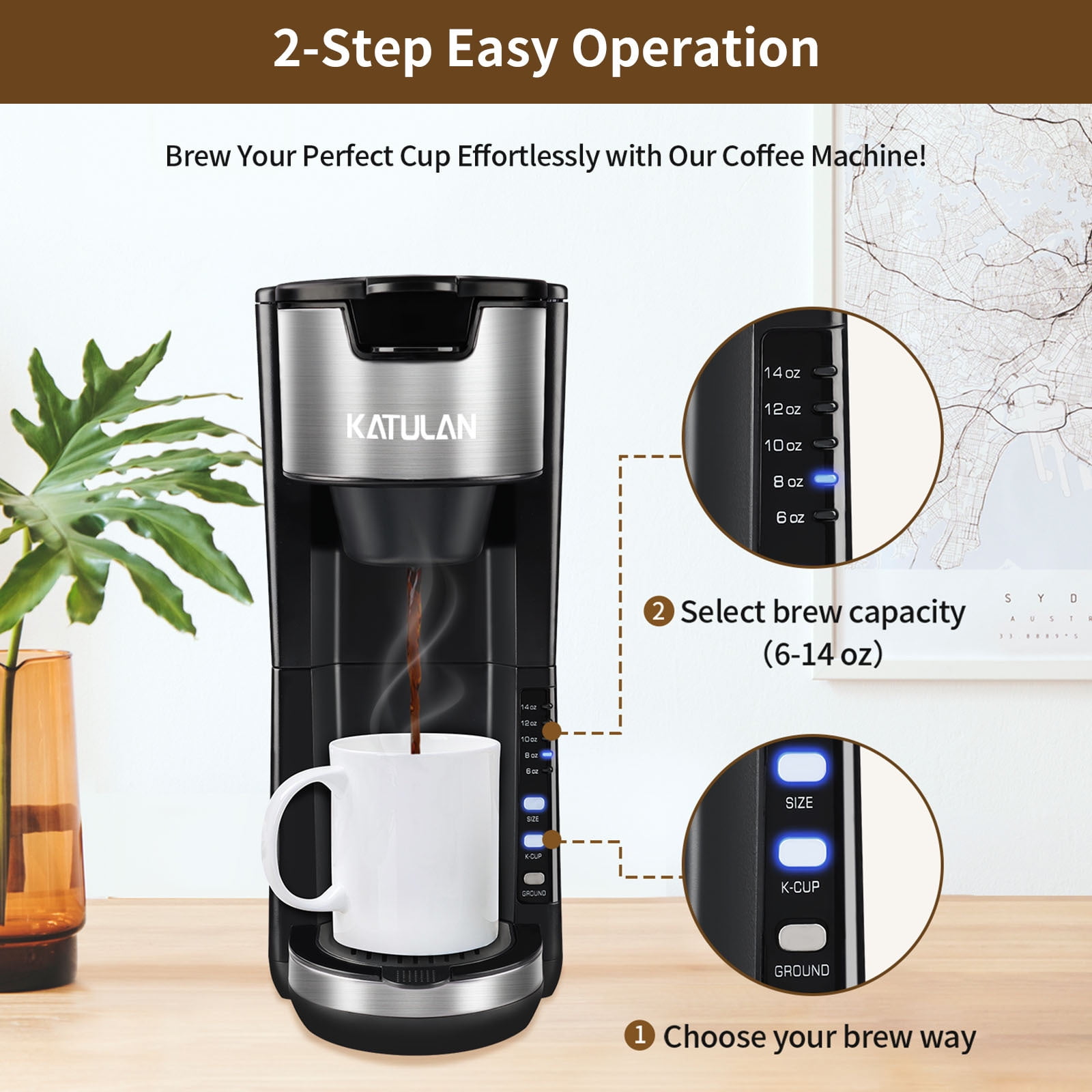 x Windaze Single Serve Coffee Maker for K Cup & Ground Coffee, Mini One Cup Coffee Brewer with Filter 6-14oz Reservoir Strength Control,Small Coffee