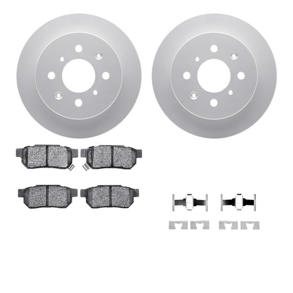 Dynamic Friction Company Rear Geospec Brake Rotors with 5000 Advanced Brake Pads includes Hardware 4512-59100