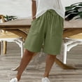 thumbnail image 5 of Diufon Beach Shorts for Women Elastic Waist Drawstring Loose Wide Leg Shorts Knee Length Summer Casual Clothes, 5 of 9