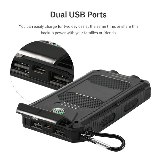 10000mAh Large Capacity Charger Power Bank, Solar Power Bank, Power Saving Business For Cell Phone Travel Family