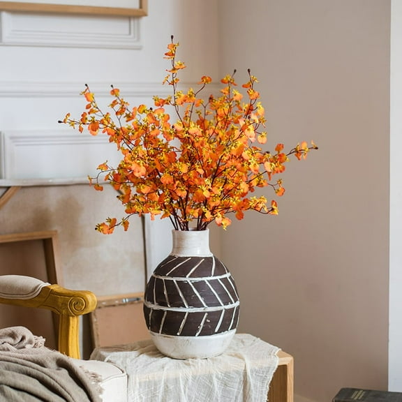 Impressionist Oncidium Orchid Stem in Orange 31" Tall