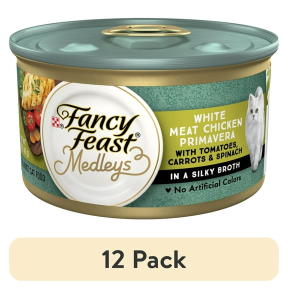 (12 pack) Purina Fancy Feast Medleys Kitten Food, Wet Cat Food, White Meat Chicken Primavera, 3 oz Can