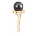 thumbnail image 3 of Angara Solitaire Tahitian Cultured Pearl Bypass Split Shank Ring in 14K Yellow Gold for Women | June Birthstone Jewelry for Her, 3 of 8