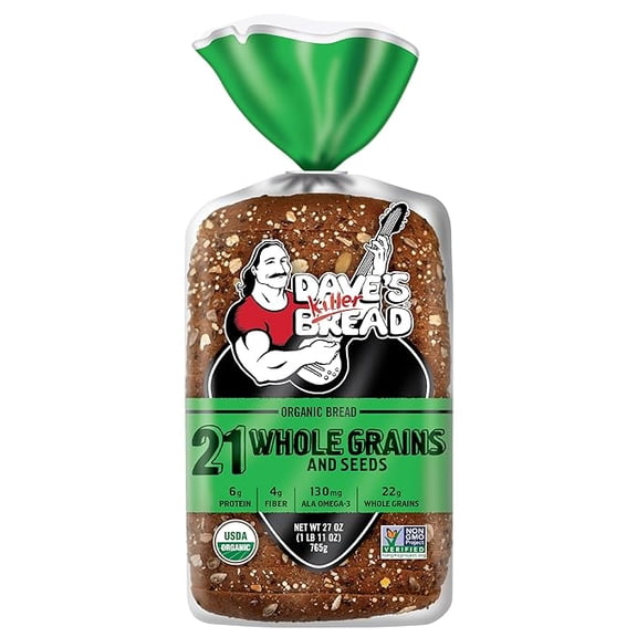 (1 pack) Dave's Killer Bread 21 Whole Grains and Seeds, Whole Grain Organic Bread, 27 oz Loaf