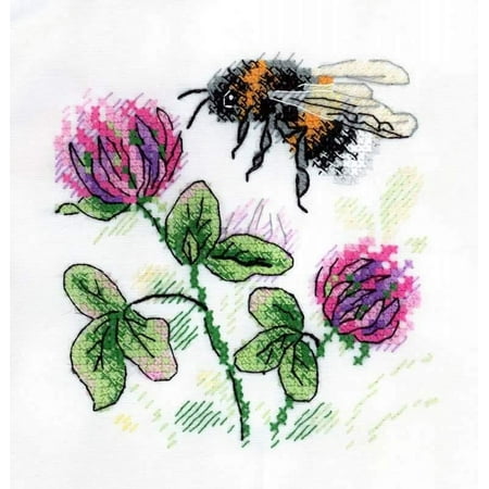 UPC: 4627167301403 | Counted Cross Stitch On Clothes Kit Bee SV-531 / SB-531 Needlework Purple Flowers