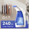 thumbnail image 3 of Steamer for Clothes, Portable Handheld Clothing Steamer, 240ml Big Capacity, 700W, Strong Power, Fabric Quick Wrinkle Remover with Brush for Home, Office(ONLY 120V) -Blue, 3 of 9