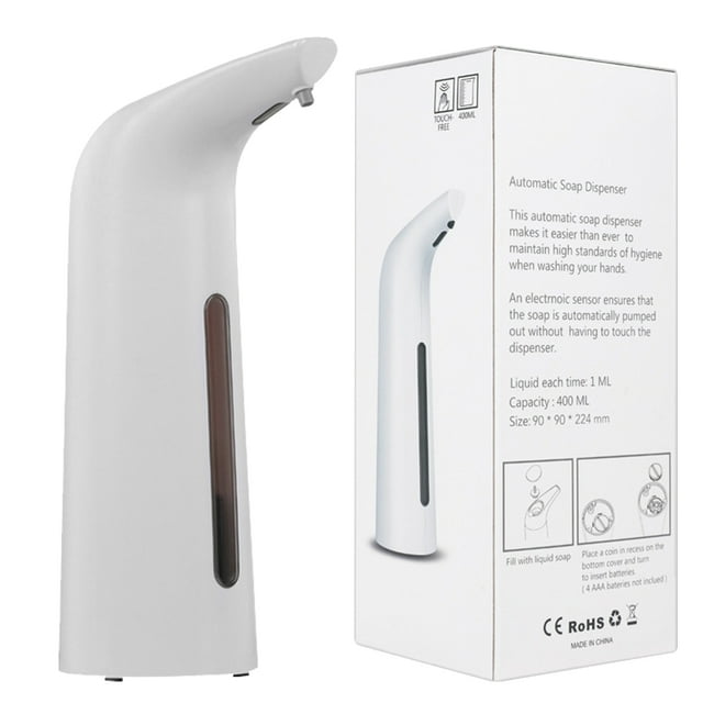 Automatic Dispenser Battery Power 400ml Intelligent Touchless sensor dispenser; automatic touchless IR Sensor Hand Wash Household Dining Bathroom Cleaning White