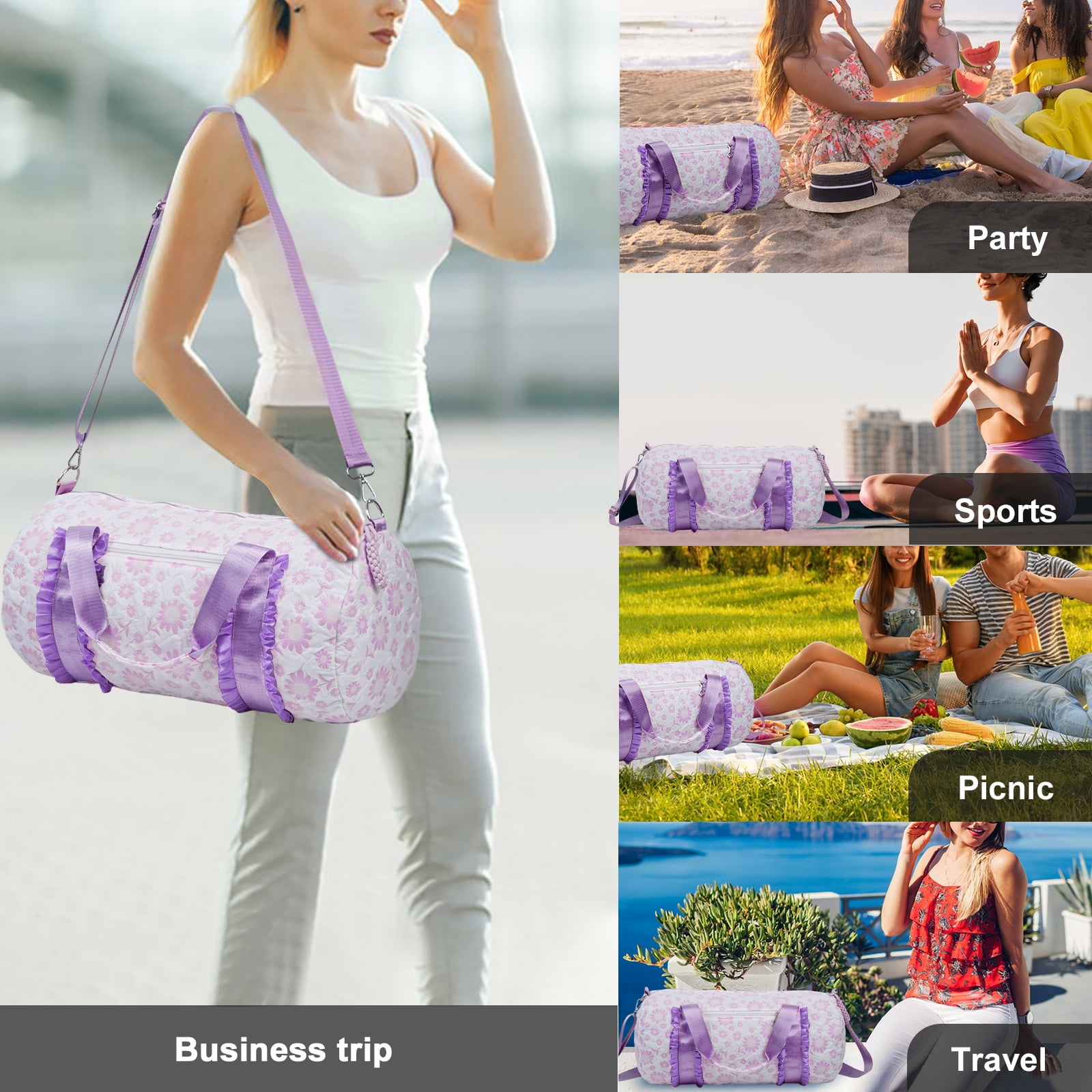 2pcs Oxford Travel Tote Bag Set for Women, Lightweight Weekender Duffel, Ideal for Carry-On, Overnight Trips, Gym, Daily Commute, Crossbody Bags