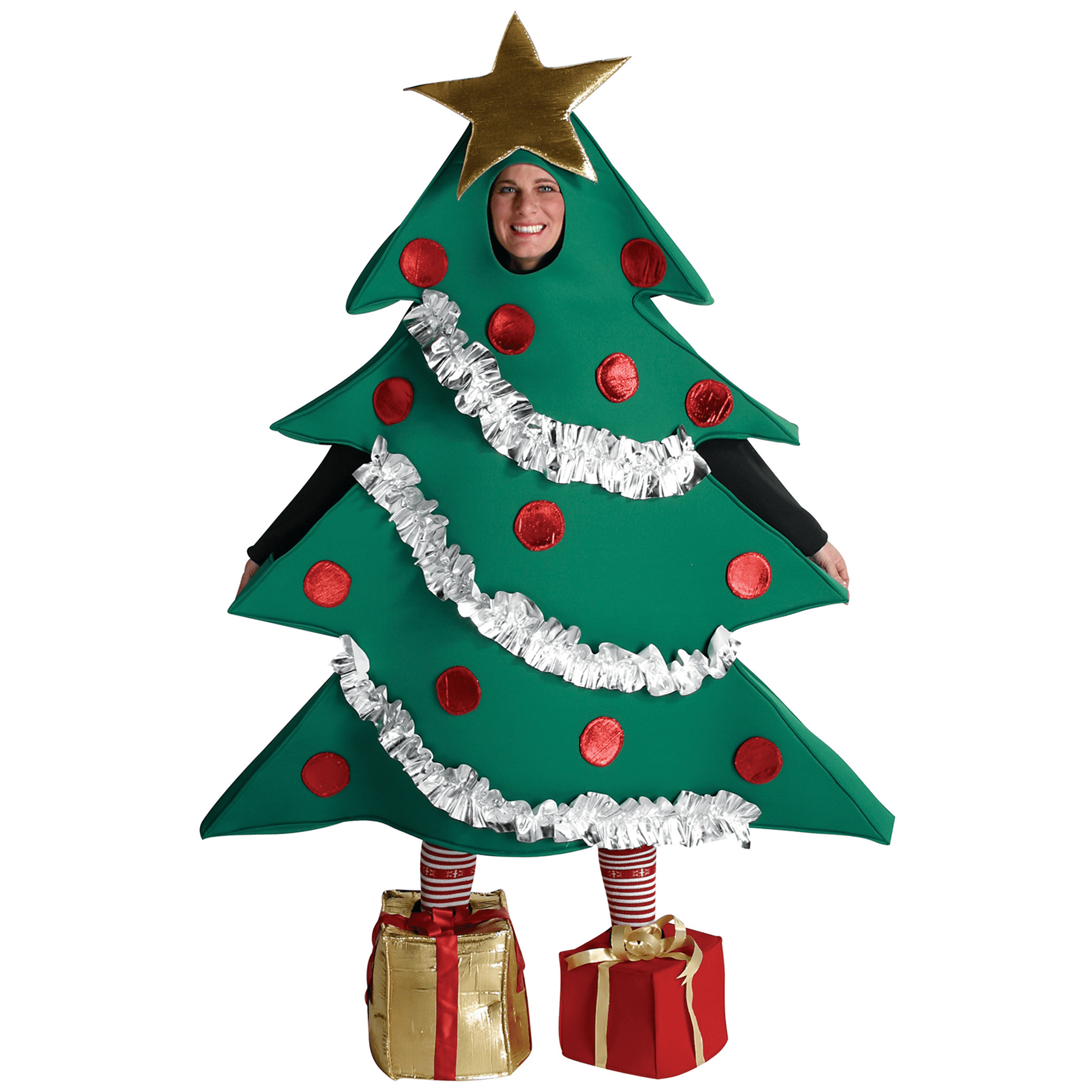 Madger Christmas Tree Costume Adult Kids Funny Cosplay Green Tree Shaped Clothes Mommy and Me