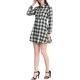 thumbnail image 4 of INSPIRE CHIC Vestido A-Line de Cuadros para Mujer con Botones y Cuello de Punta de Manga Larga S Blanco, 4 of 5
