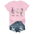 thumbnail image 3 of Tittly T Shirts for Women Graphic Tees Floral T Shirt Tango Shirt Round Neck Tshirt Flowers Print T Shirt，Floral T Shirt Tango Shirt Tshirts Shirts Spring Tops for Women Pink M, 3 of 5