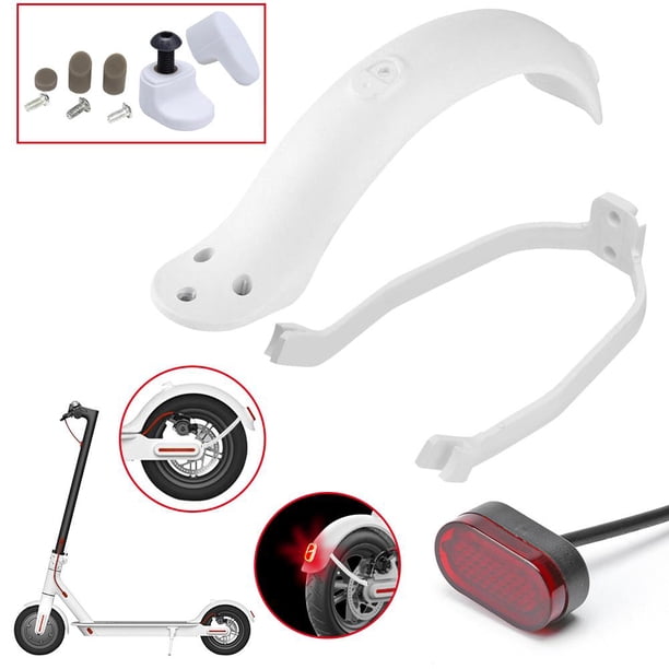 Defensa Patineta Juego de luces traseras de soporte de guardabarros trasero para scooter eléctrico para scooter M365 (blanco)