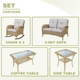 thumbnail image 3 of PARKWELL 5-Piece Outdoor Patio Conversation Furniture Set for Backyard, Deck w/Wicker Rocking Chairs Matching Side Table,Loveseat,Coffee Table, Seat Cushions, 3 of 6