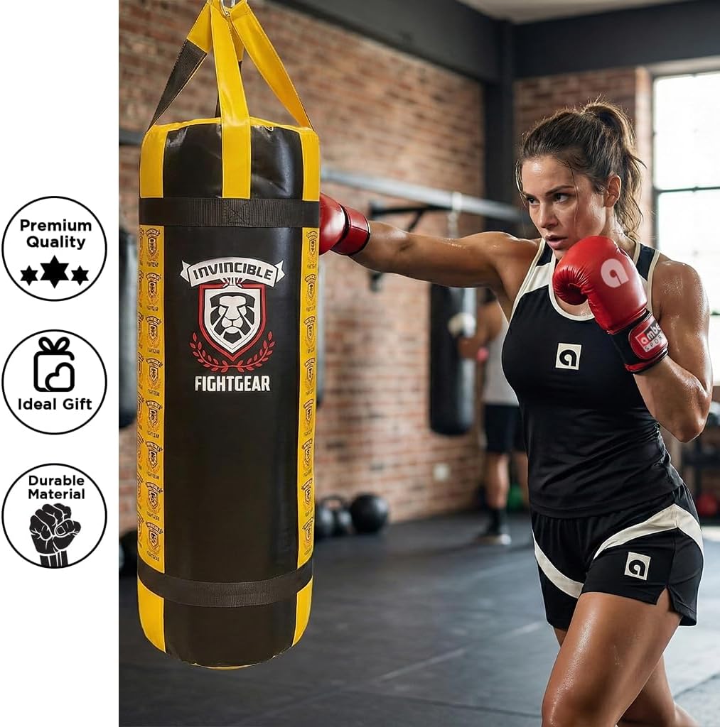 Heavy Punching Bag for Boxing, MMA & Muay Thai, Ballistic Nylon, Shock-Absorbing Foam, Reinforced Straps, Home Gym & Professional Training Bag, 70 LB