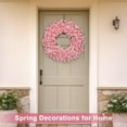 thumbnail image 4 of 26" Spring Wreath for Front Door, Easter Valentines Wild Floral Summer Wreaths, Mantel Porch Wall Wedding Living Room Home All Season Decor (Pink-x), 4 of 16