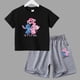 thumbnail image 3 of Nuevo conjunto de camiseta y pantalones cortos de verano con dibujos animados de Disney, bonito Stitch Angel para niños y niñas, ropa de algodón para niños, conjunto informal de 2 piezas para niños, 3 of 5