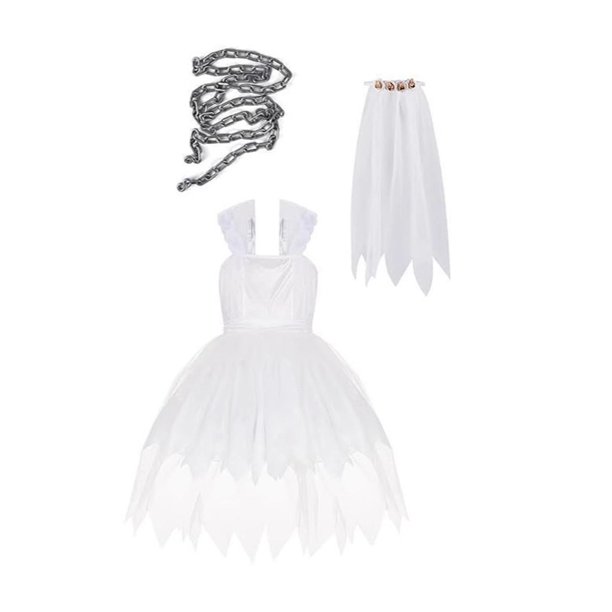 Disfraz de novia de Halloween para niñas, atuendo de Halloween para regalos de fiesta, juego de rol 120 centímetros