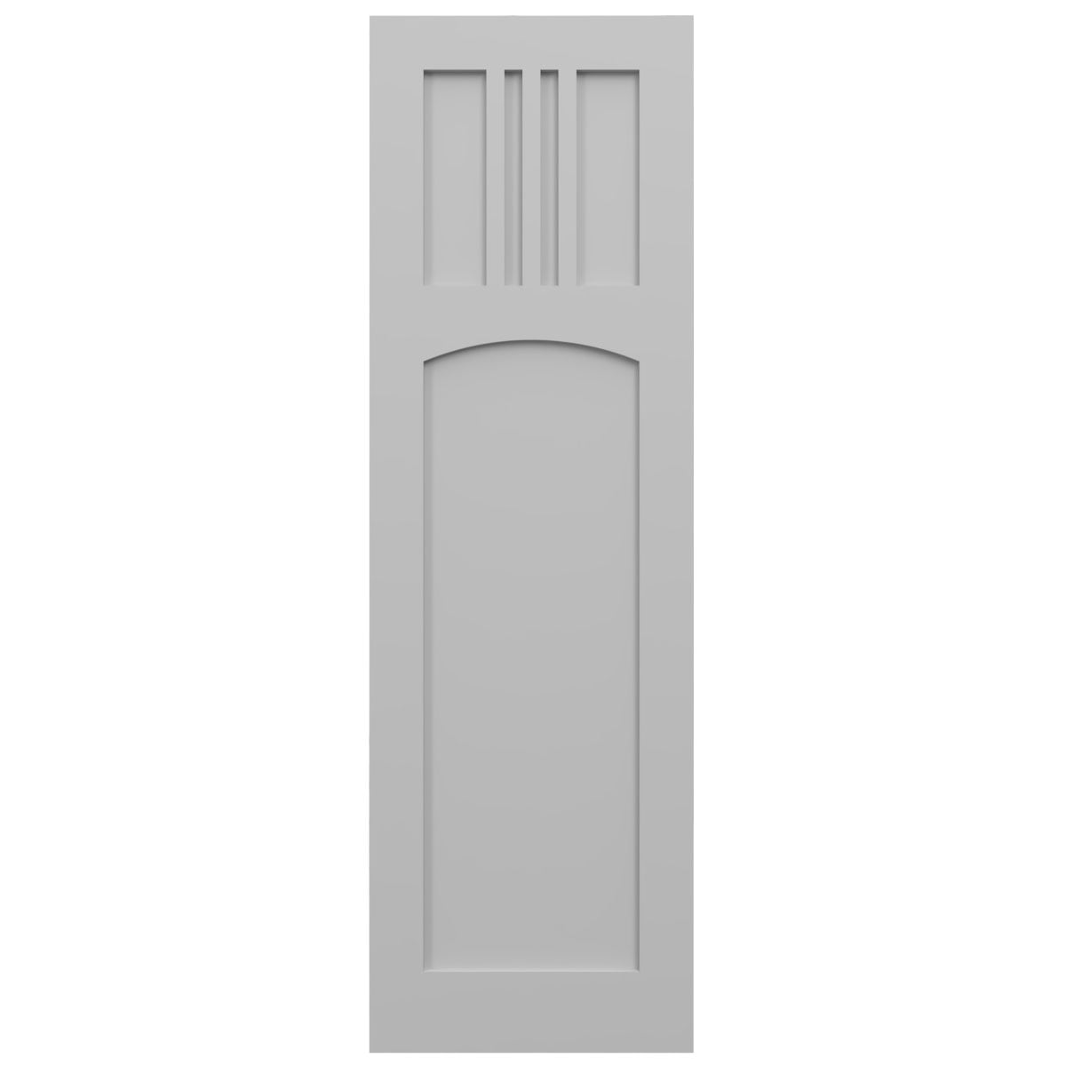 Ekena Millwork 18"W x 71"H True Fit PVC San Miguel Mission Style Fixed Mount Shutters, Primed (Per Pair - Hardware Not Included)