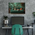 thumbnail image 4 of Mudket Leopard on Green Sofa Tropical Botanical Canvas Wall Art, Boho Vintage Canvas Art for Living Room Bedroom Print for Apartment Home Decor , Framed Ready to Hang - 12"L x 8"W, 4 of 9