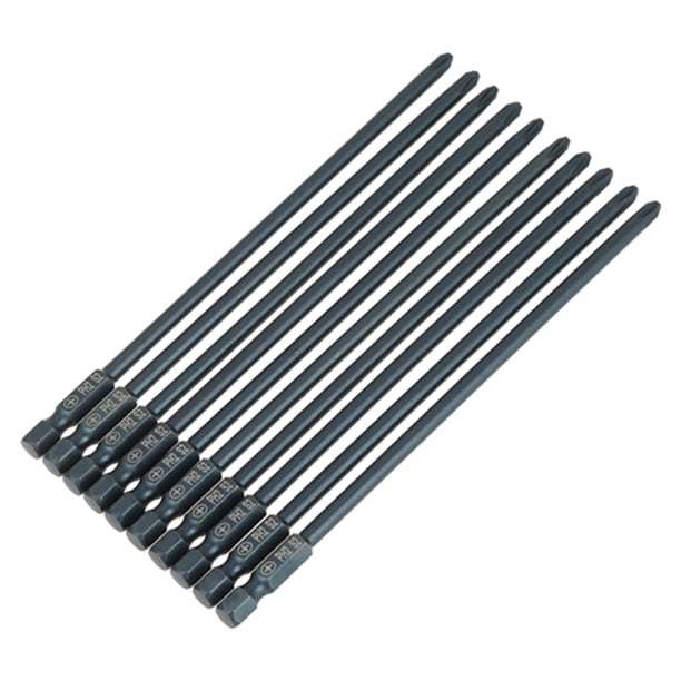 Juego de 10 puntas de destornillador PH2 con cabeza en cruz de acero S2, vástago hexagonal de 1/4 de pulgada, herramienta de 150 mm