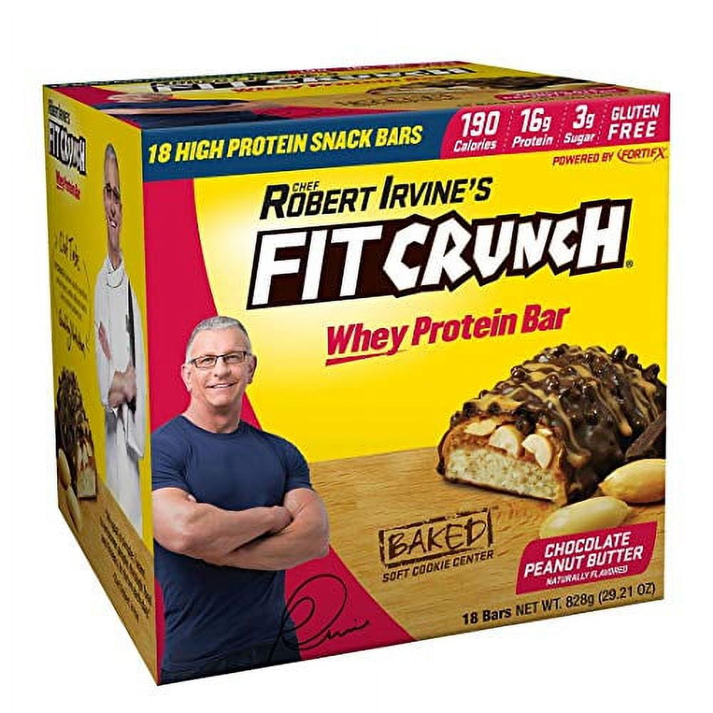 Fit Crunch Chef Robert Irvine's Whey Protein Bars, 18 Count Chocolate Peanut Butter