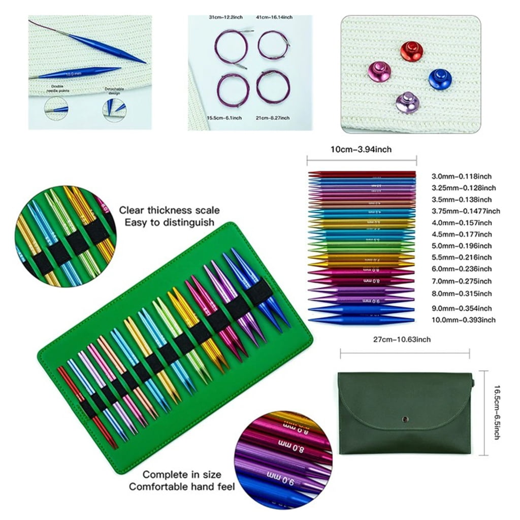 Miiottaa 13Pairs Interchangeable Circular Aluminum Knitting Needle for Sweater Scarf Bag