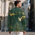 thumbnail image 4 of Uourmeti Golden Crane Pine Print Business Suit Jacket, Single Button Men's Blazer Lightweight Polyester Business Casual Suit for Office, 4 of 9